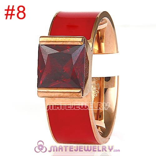 Fashion Unisex Rose Golden Red CZ Stone Titanium Steel Finger Ring