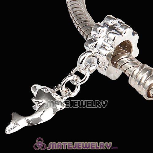 Wholesale Silver Plated Alloy Dangle Dolphin Charm Beads