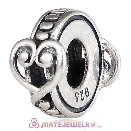 925 Sterling Silver Swirling Hearts Affection Spacer Beads