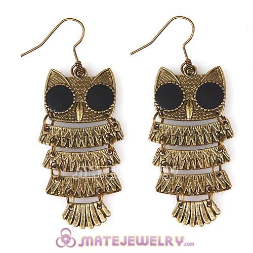 Vintage Style Alloy Owl Drop Earrings Wholesale