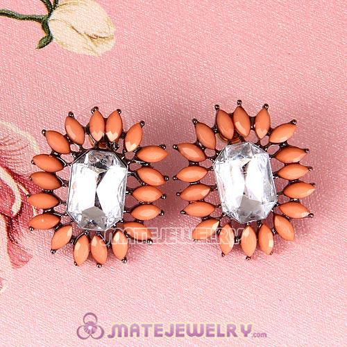 2013 Design Lollies Orange Crystal Stud Earrings Wholesale