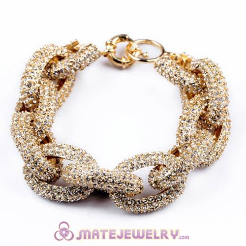 Gold Plated Brand Alloy Ring Connection Bracelet with Crystal