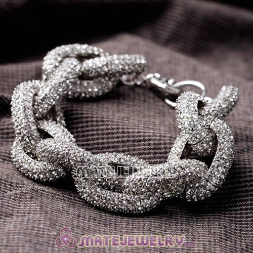 Silver Plated Brand Alloy Ring Connection Bracelet with Crystal