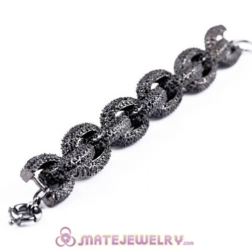 Gun Black Plated Brand Alloy Ring Connection Bracelet with Crystal
