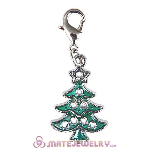 Platinum Plated Enamel European Jewelry Christmas Tree Charms Wholesale 