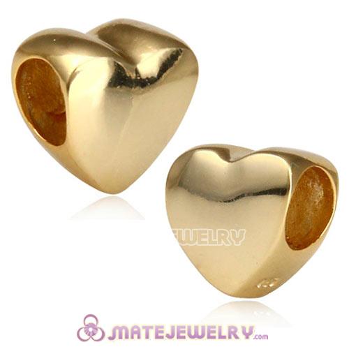 Gold Plated Sterling Silver Heart Beads European Style