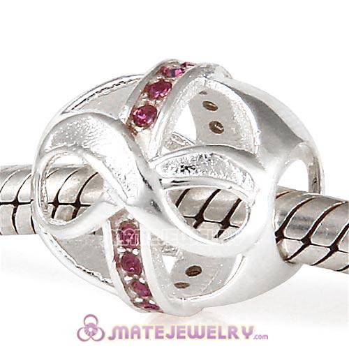 European Sterling Silver Infinity Beads with Amethyst Austrian Crystal
