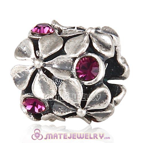 Sterling Silver Buttercup Flower Beads with Amethyst Austrian Crystal