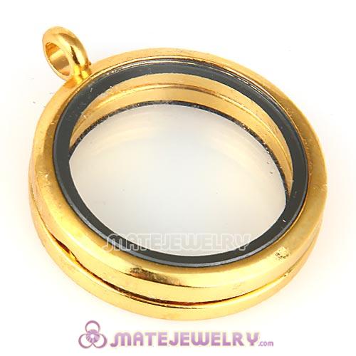 30mm Gold Plated Alloy Glass Floating Locket Pendant Wholesale