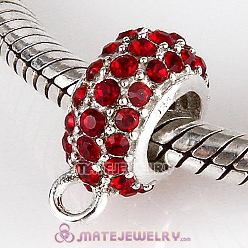 Sterling Silver European Pave Beads with Siam Austrian Crystal