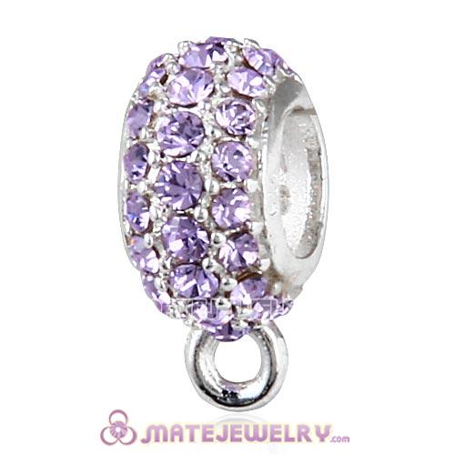 Sterling Silver European Pave Beads with Violet Austrian Crystal