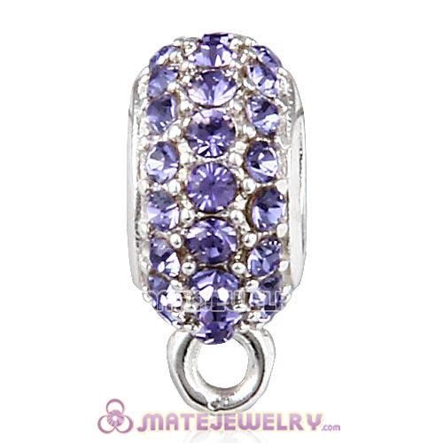 Sterling Silver European Pave Beads with Tanzanite Austrian Crystal