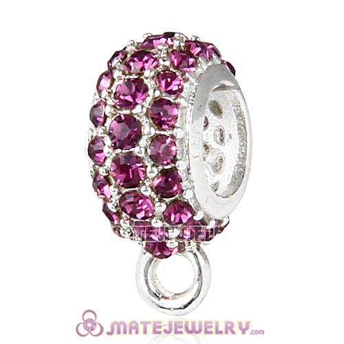 Sterling Silver European Pave Beads with Amethyst Austrian Crystal