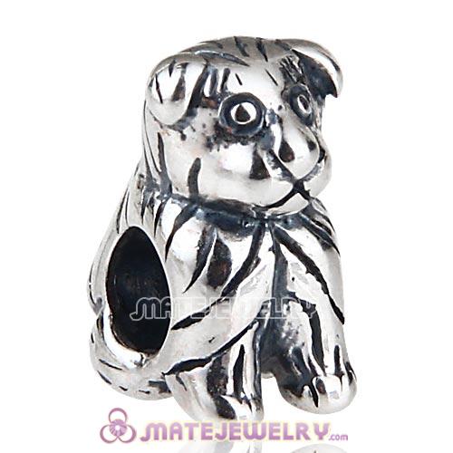 Antique Sterling Silver Little Terrier Dog Charm Beads European Style