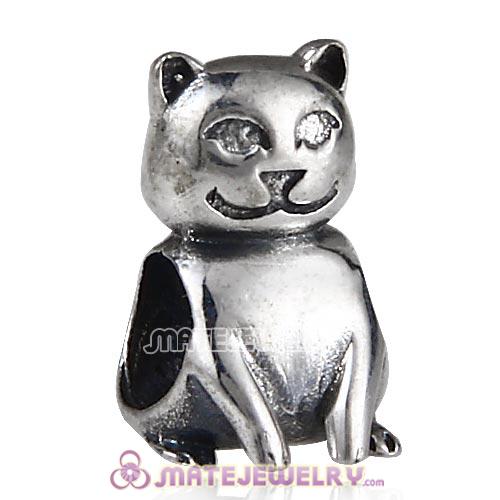 Antique Sterling Silver Cat Charm Beads European Style