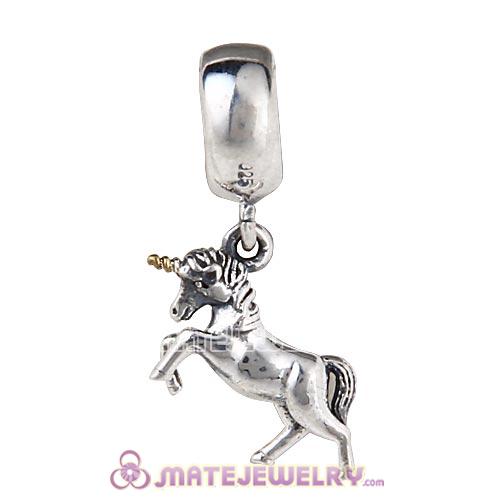 Sterling Silver European Style Dangle Unicorn Charm Beads
