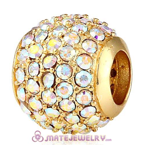 Gold Plated Sterling Pave Lights with Crystal AB Austrian Crystal Charm