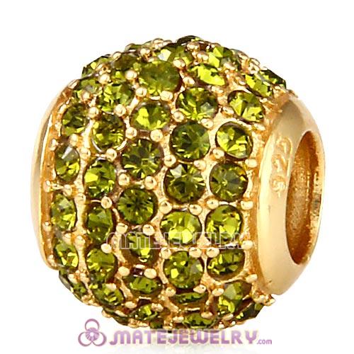 Gold Plated Sterling Pave Lights with Olivine Austrian Crystal Charm