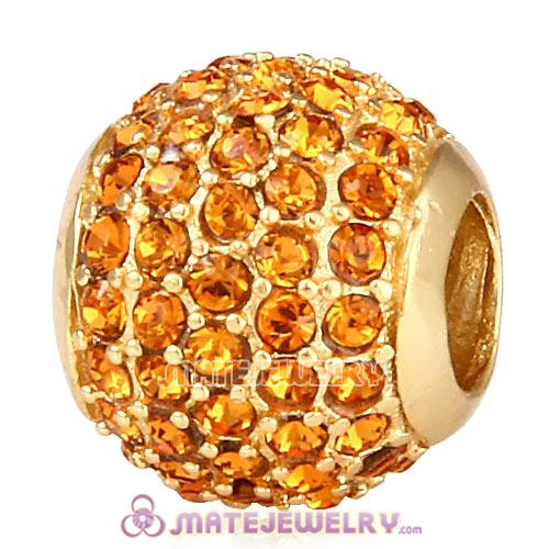 Gold Plated Sterling Pave Lights with Topaz Austrian Crystal Charm