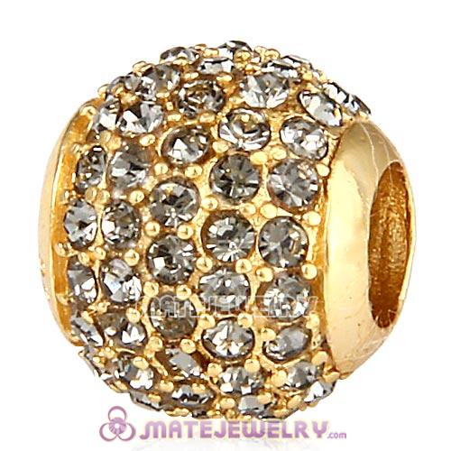 Gold Plated Sterling Pave Lights with Black Diamond Austrian Crystal Charm