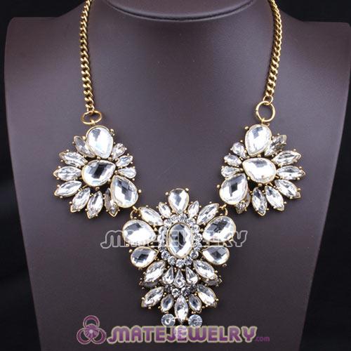 Luxury brand White Crystal Flower Statement Necklaces