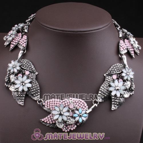Luxury brand Multicolor Crystal Flower Statement Necklaces