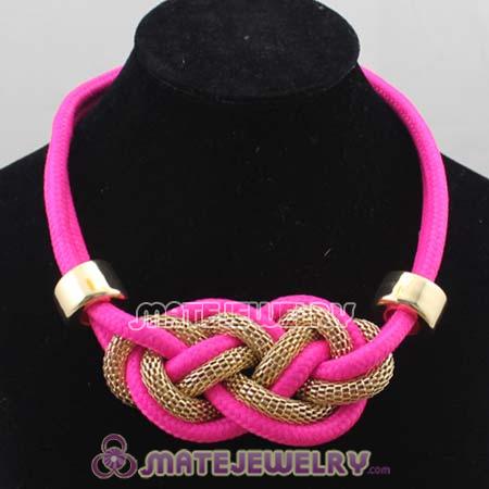 Handmade Weave Fluorescence Rose Cotton Rope Bib Necklaces
