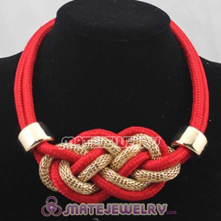 Handmade Weave Fluorescence Red Cotton Rope Bib Necklaces