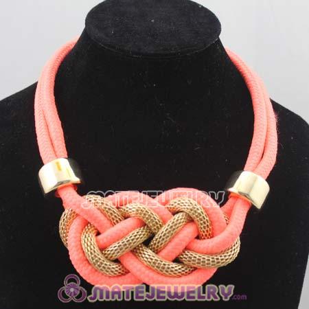 Handmade Weave Fluorescence Orange Cotton Rope Bib Necklaces