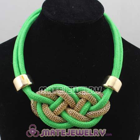 Handmade Weave Fluorescence Dark Green Cotton Rope Bib Necklaces
