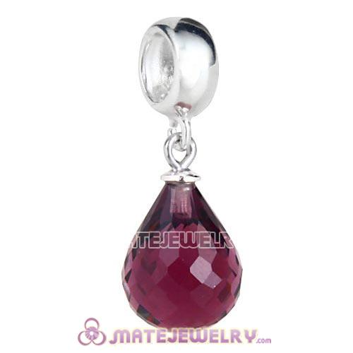 European Sterling Silver Dangle Amethyst Faceted Glass Beauty Charm