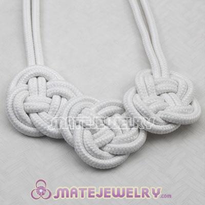 Handmade Weave Fluorescence White Cotton Rope 3 Flowers Necklace