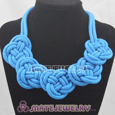 Handmade Weave Fluorescence Blue Cotton Rope 5 Flowers Necklace