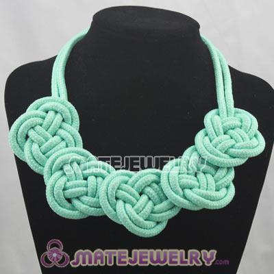 Handmade Weave Fluorescence Turquoise Cotton Rope 5 Flowers Necklace