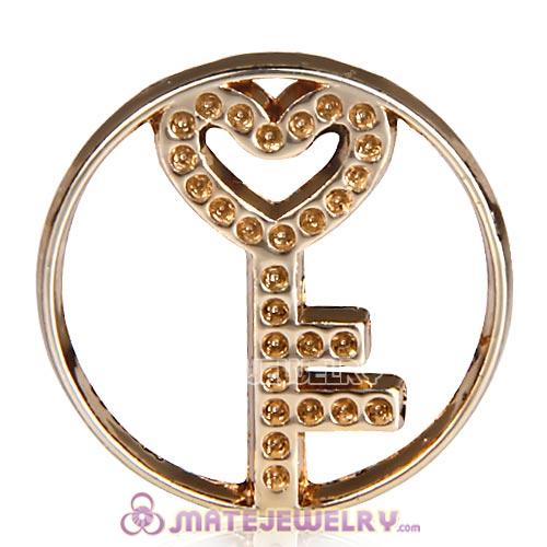 22mm Large Rose Gold Heart Key Alloy Window Plate