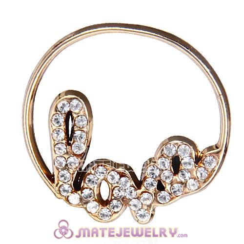 22mm Large Rose Gold Love Alloy Window Plate with Crystal