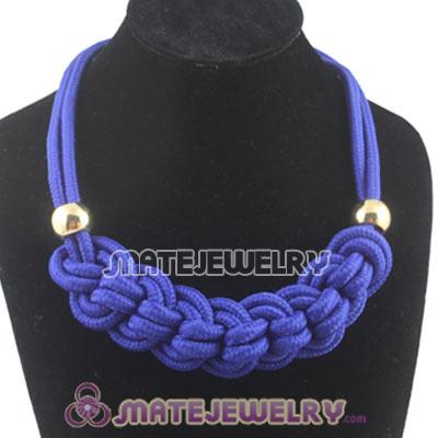 Handmade Weave Fluorescence Dark Blue Cotton Rope Braided Necklace