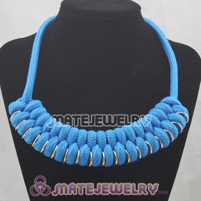 Handmade Weave Fluorescence Blue Cotton Rope Braided Necklace