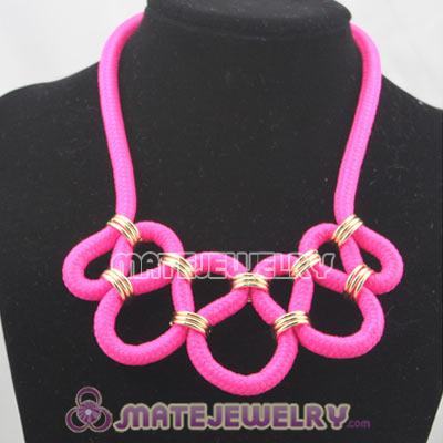 Handmade Weave Fluorescence Rose Cotton Rope Necklace