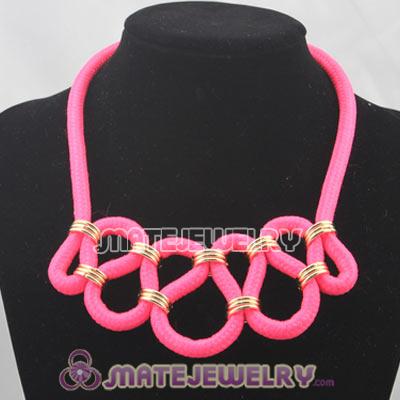 Handmade Weave Fluorescence Pink Cotton Rope Necklace