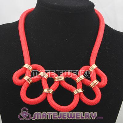 Handmade Weave Fluorescence Watermelon red Cotton Rope Necklace