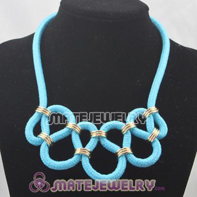 Handmade Weave Fluorescence Light Blue Cotton Rope Necklace