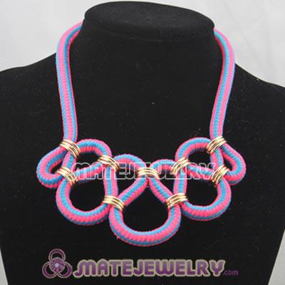 Handmade Weave Fluorescence Rose Blue Cotton Rope Necklace