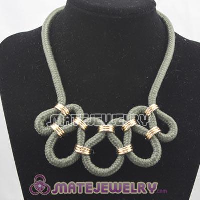 Handmade Weave Fluorescence Army green Cotton Rope Necklace