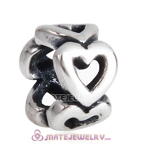 925 Sterling Silver Heart to Heart Spacer Beads European Style