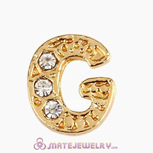 Gold Plated Alloy Letter G with Crystal Floating Locket Charms