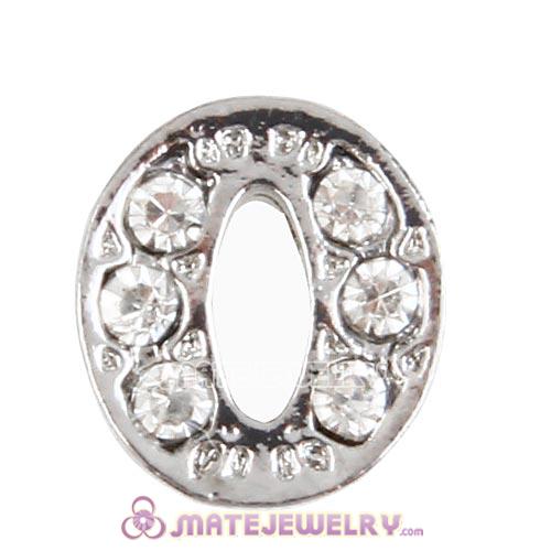 Platinum Plated Alloy Letter O with Crystal Floating Locket Charms