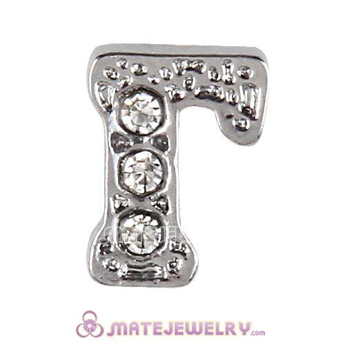 Platinum Plated Alloy Greek Letter Gamma with Crystal Floating Locket Charms