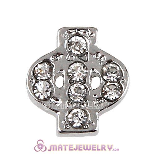 Platinum Plated Alloy Greek Letter Phi with Crystal Floating Locket Charms