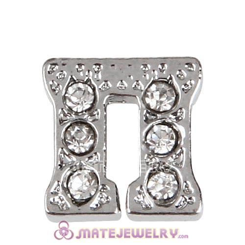 Platinum Plated Alloy Greek Letter Pi with Crystal Floating Locket Charms